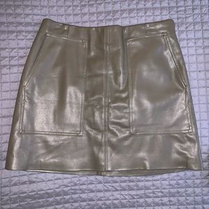 Sage green leather skirt